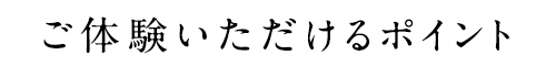 ご体験いただけるポイント